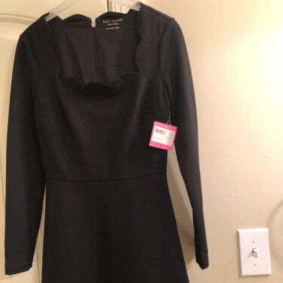 NWT Kate Spade Scallop neckline little black dress - Picture 1 of 2